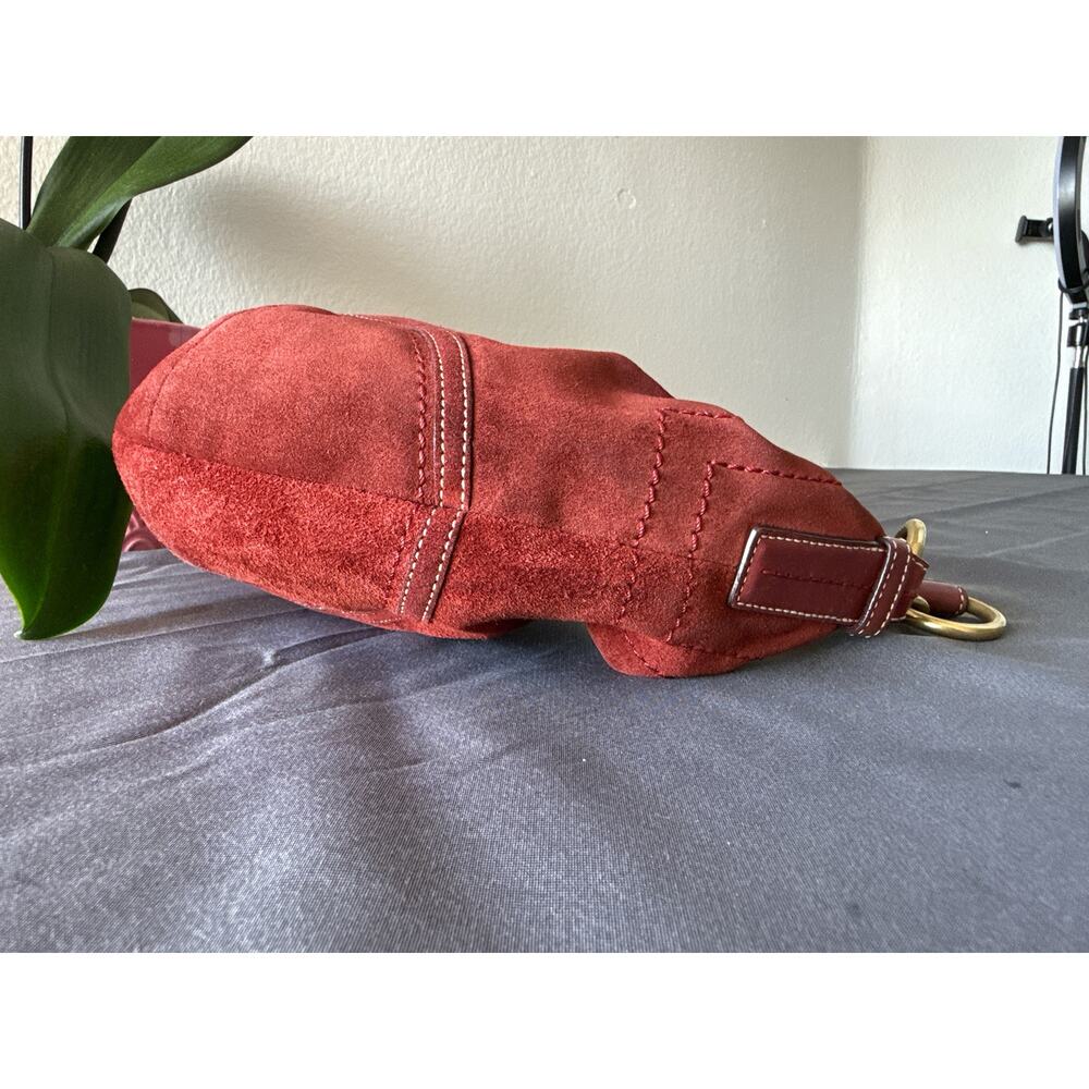 Coach Vintage Red Suede Shoulder Hobo Bag 10058 - Picture 7 of 10